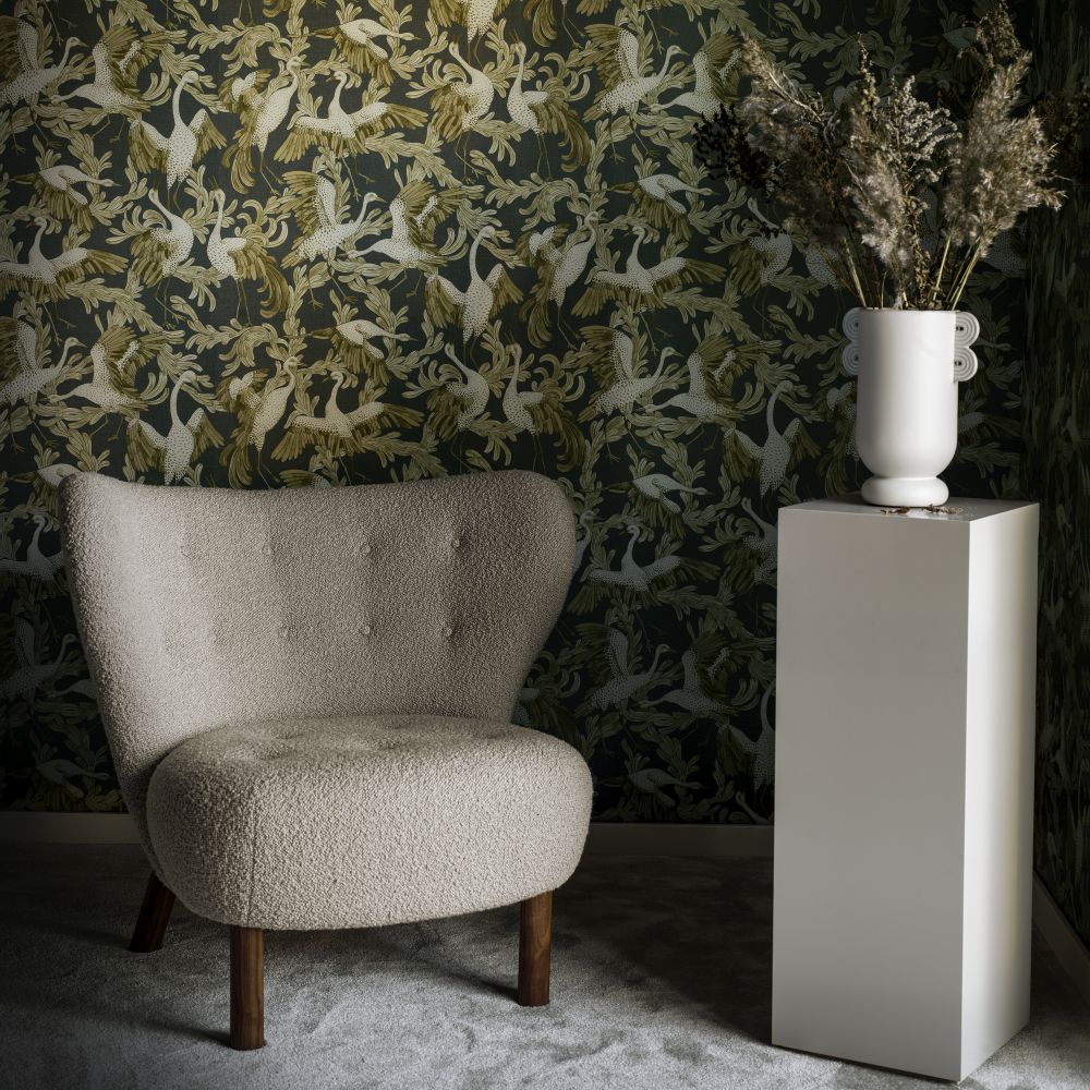 Dancing Crane Special Edition Wallpaper - Yellow / Black - by Engblad & Co