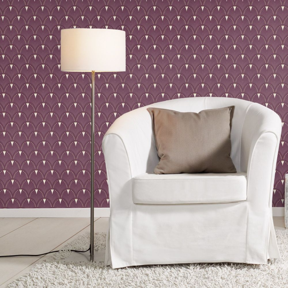 Deco Arch Wallpaper - Mauve - by Albany
