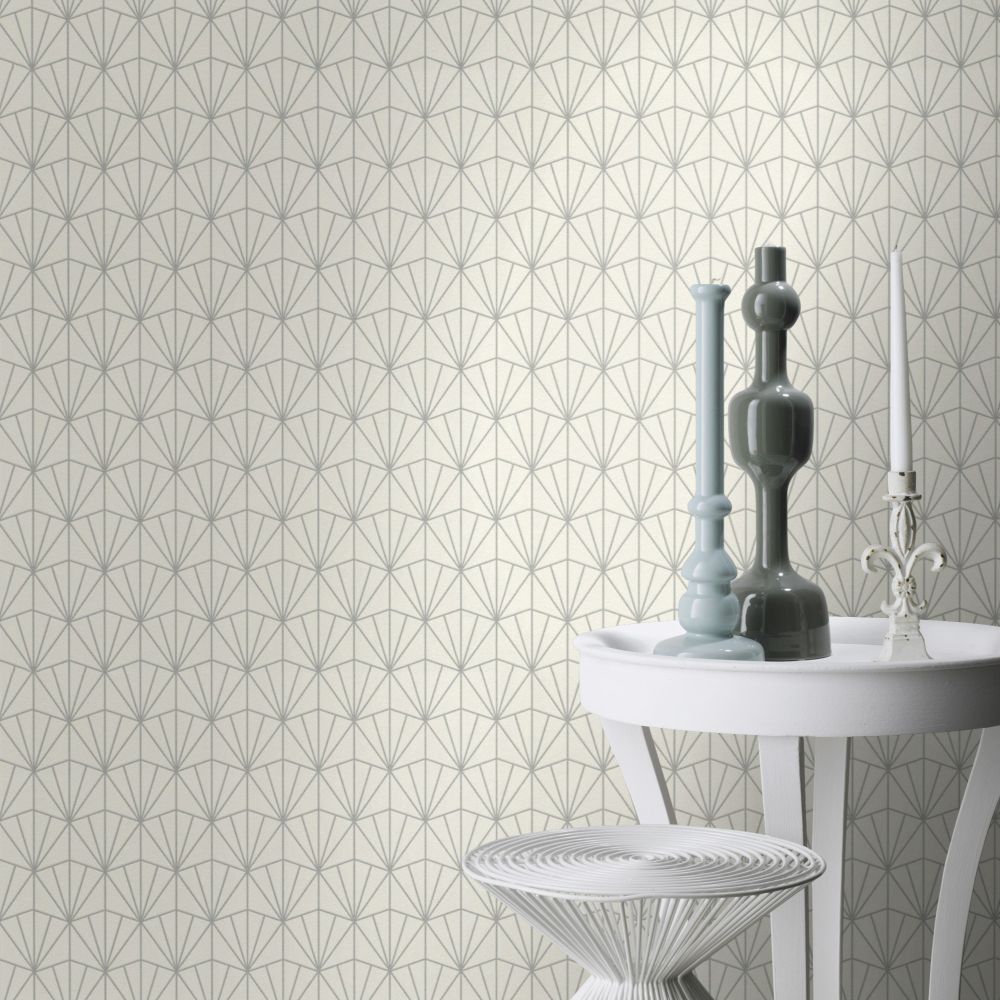 Deco Diamond Wallpaper - Ivory - by Albany
