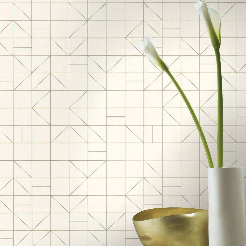 Tile Deco Wallpaper - Ivory - by Albany