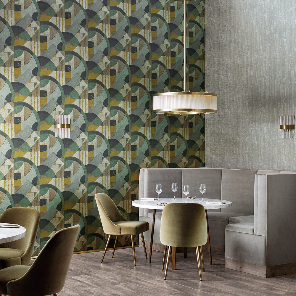 Abstract 1928 Wallpaper - Antique Olivine - by Zoffany