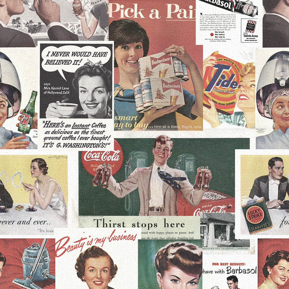 Retro Ads Mural - Multi-coloured - by Mind the Gap