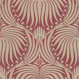 Lotus Wallpaper - Red / Gilver - by Farrow & Ball. Click for more details and a description.