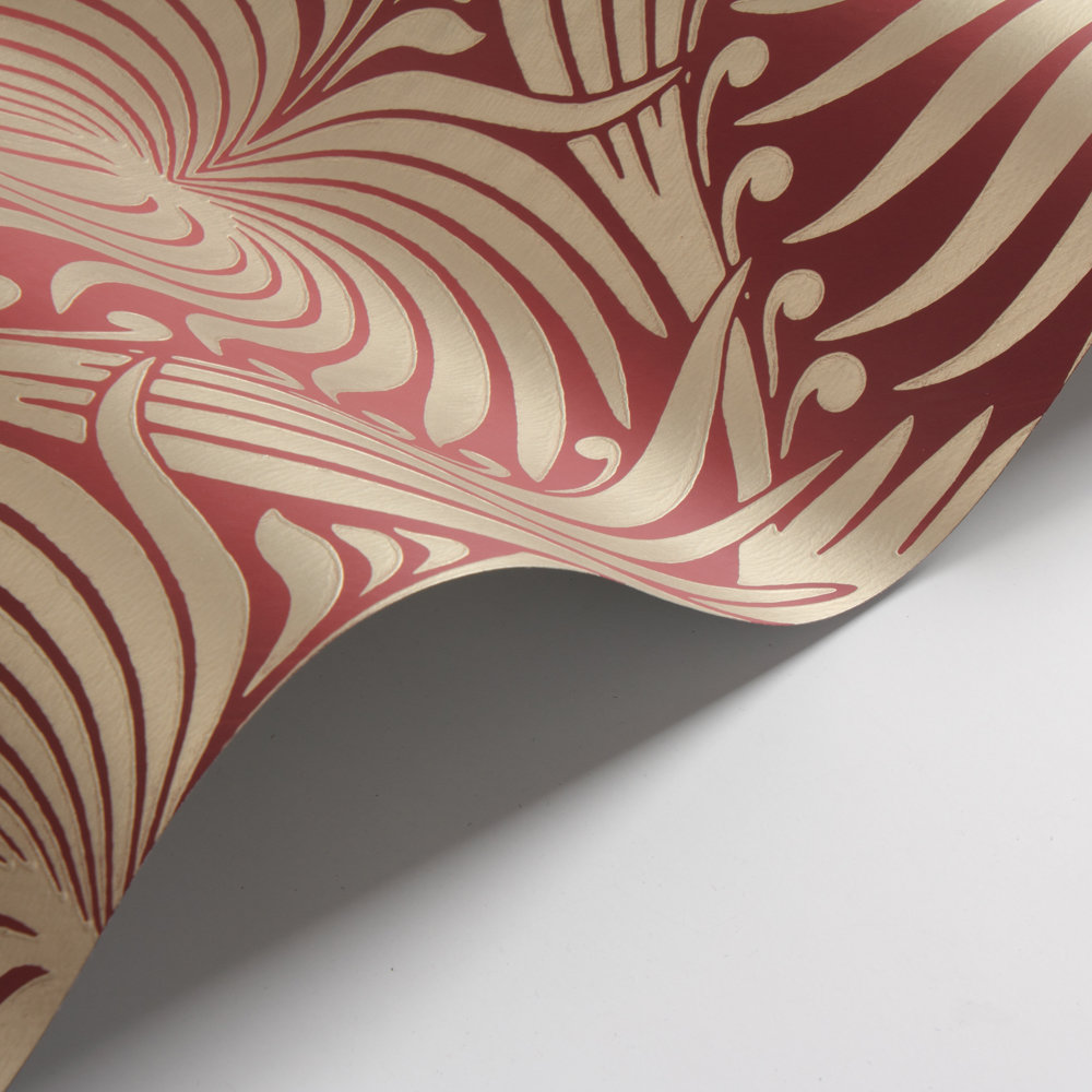 Lotus Wallpaper - Red / Gilver - by Farrow & Ball