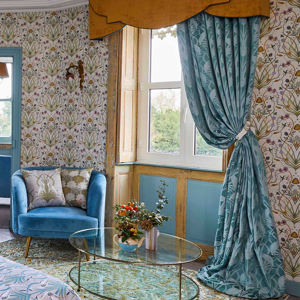 The Chateau Deco Heron Curtains Ready Made Curtains - Teal - by The Chateau by Angel Strawbridge