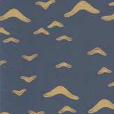 Yukutori  Wallpaper - Blue / Gold - by Farrow & Ball. Click for more details and a description.