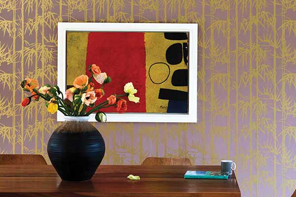 The Bamboo Papers Wallpaper - Gold  / Pink - by Farrow & Ball