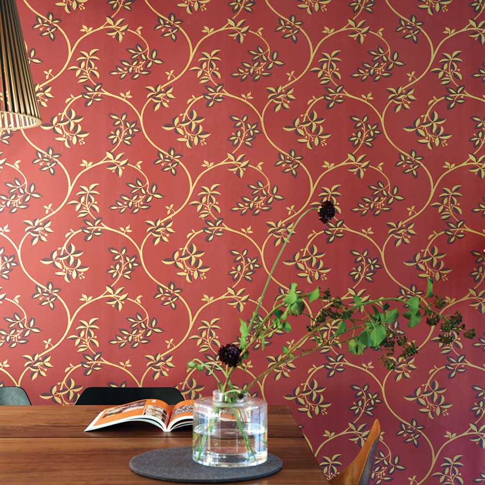 Ringwold Wallpaper - Red / Gold - by Farrow & Ball