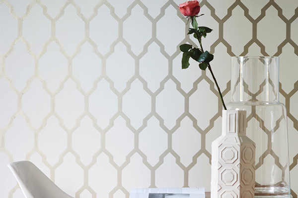 Tessella Wallpaper - Cream  / Gilver - by Farrow & Ball