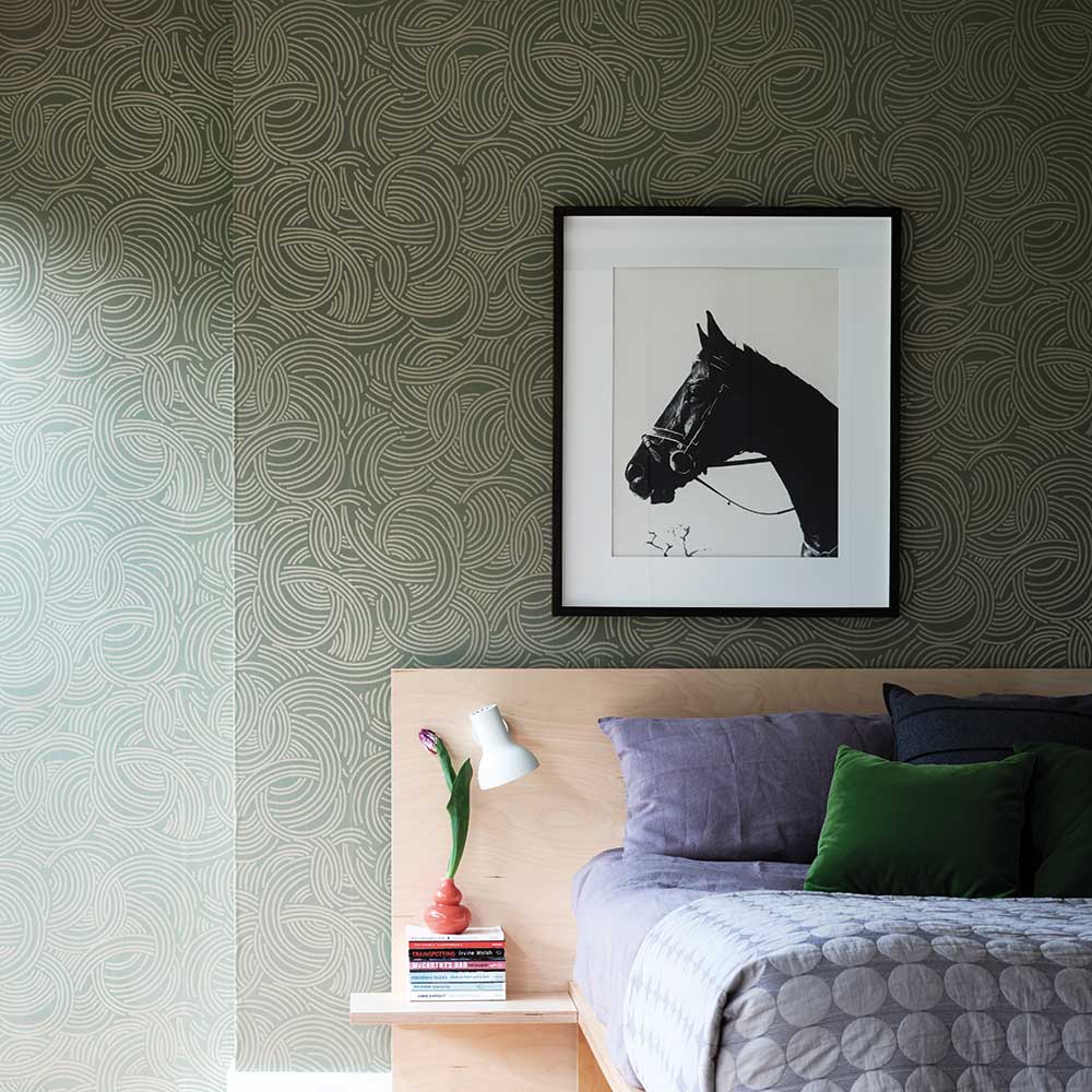 Tourbillon  Wallpaper - Green / Gilver - by Farrow & Ball