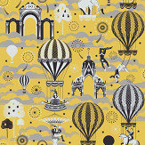 Pleasure Gardens Wallpaper - Mustard / Silver - by Mini Moderns. Click for more details and a description.