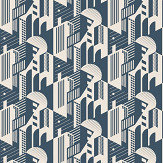 Bauhaus Wallpaper - Washed Denim - by Mini Moderns. Click for more details and a description.