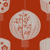 Lucky Lantern Wallpaper - Harvest Orange - by Mini Moderns. Click for more details and a description.
