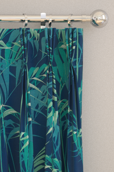 Palm House Curtains - Ink / Teal - by Sanderson. Click for more details and a description.