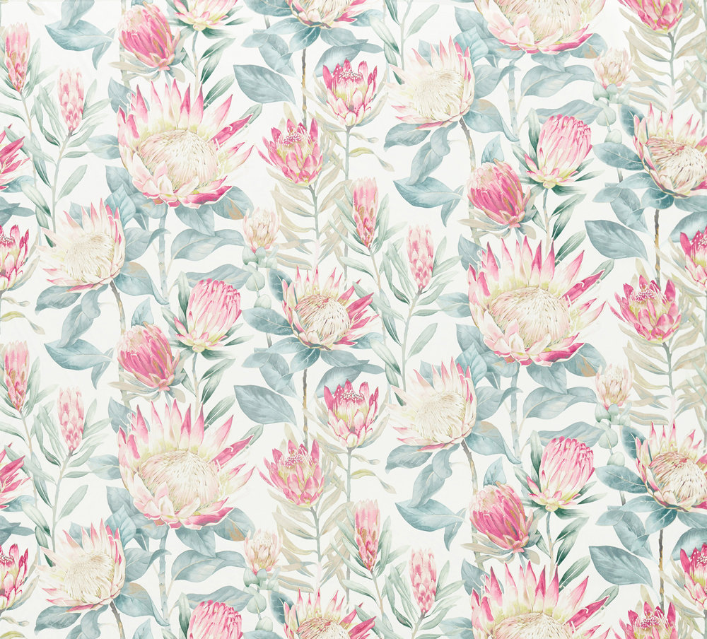King Protea Fabric - Orchid / Grey - by Sanderson