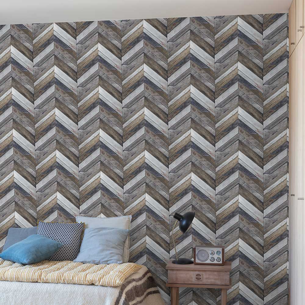 Nautical Zigzag Wallpaper - Brown - by Albany