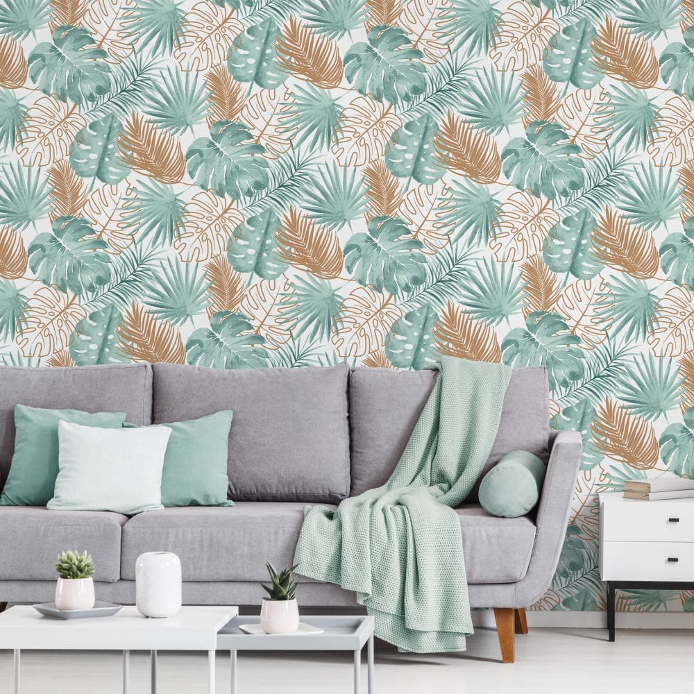 Tropical Leaves Wallpaper - Green - by Albany