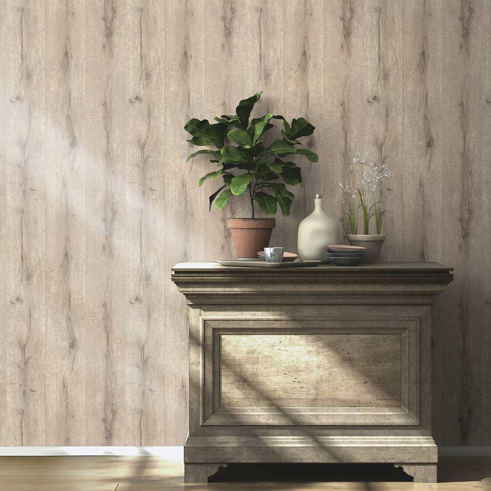 Wood Planking Wallpaper - Silver Grey - by Albany