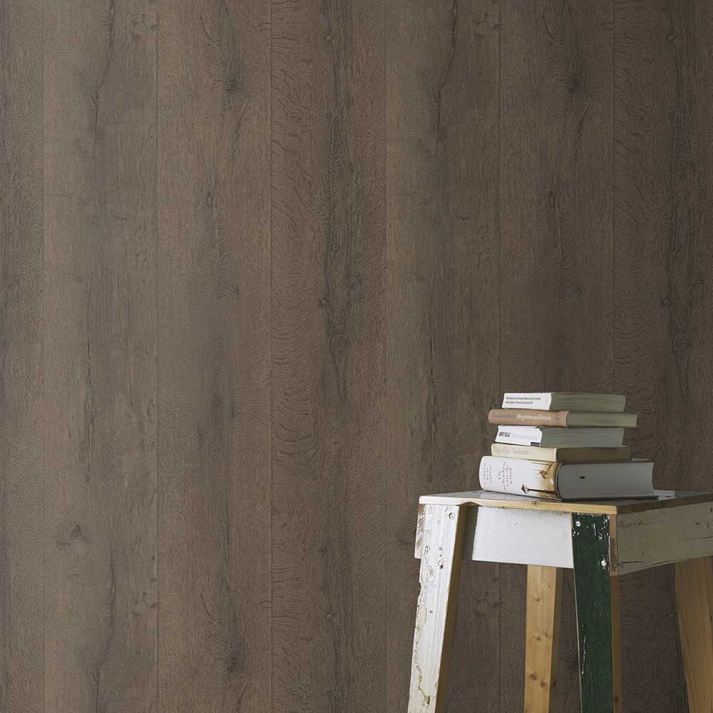 Wood Planking Wallpaper - Charcoal Brown - by Albany