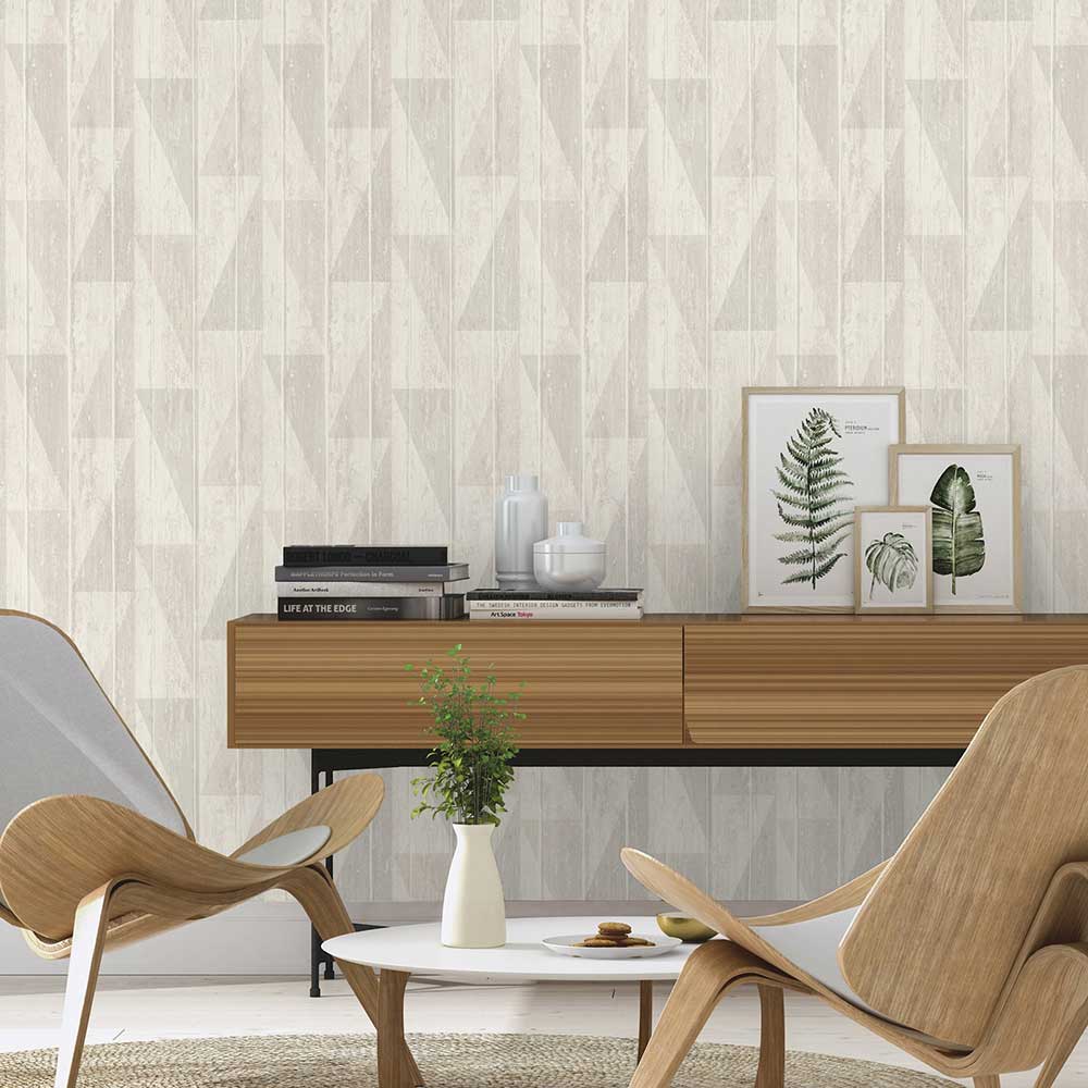 Geo Decking Wallpaper - Grey - by Albany