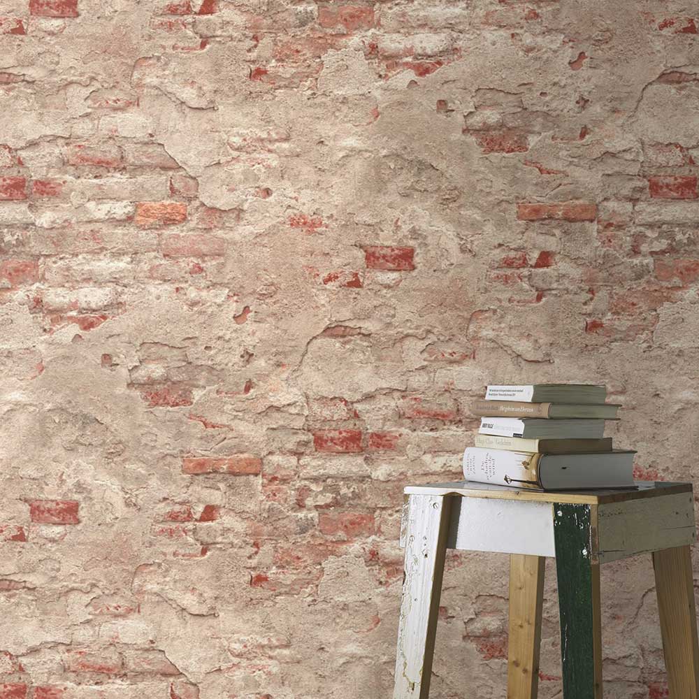Rustic Wall Wallpaper - Grey - by Albany