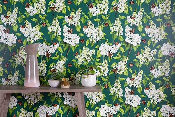 White Lilac Wallpaper - Forest - by Isabelle Boxall