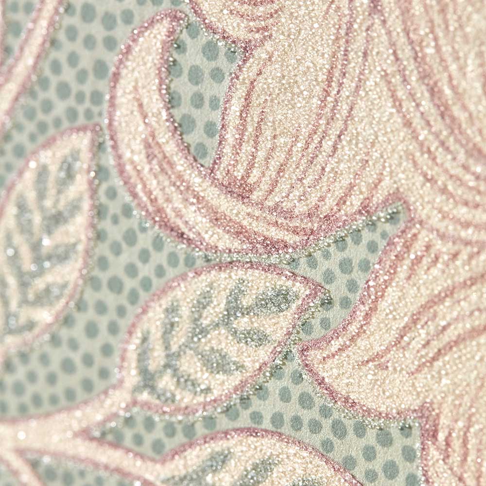Double Bough Wallpaper - Teal Rose - by Morris