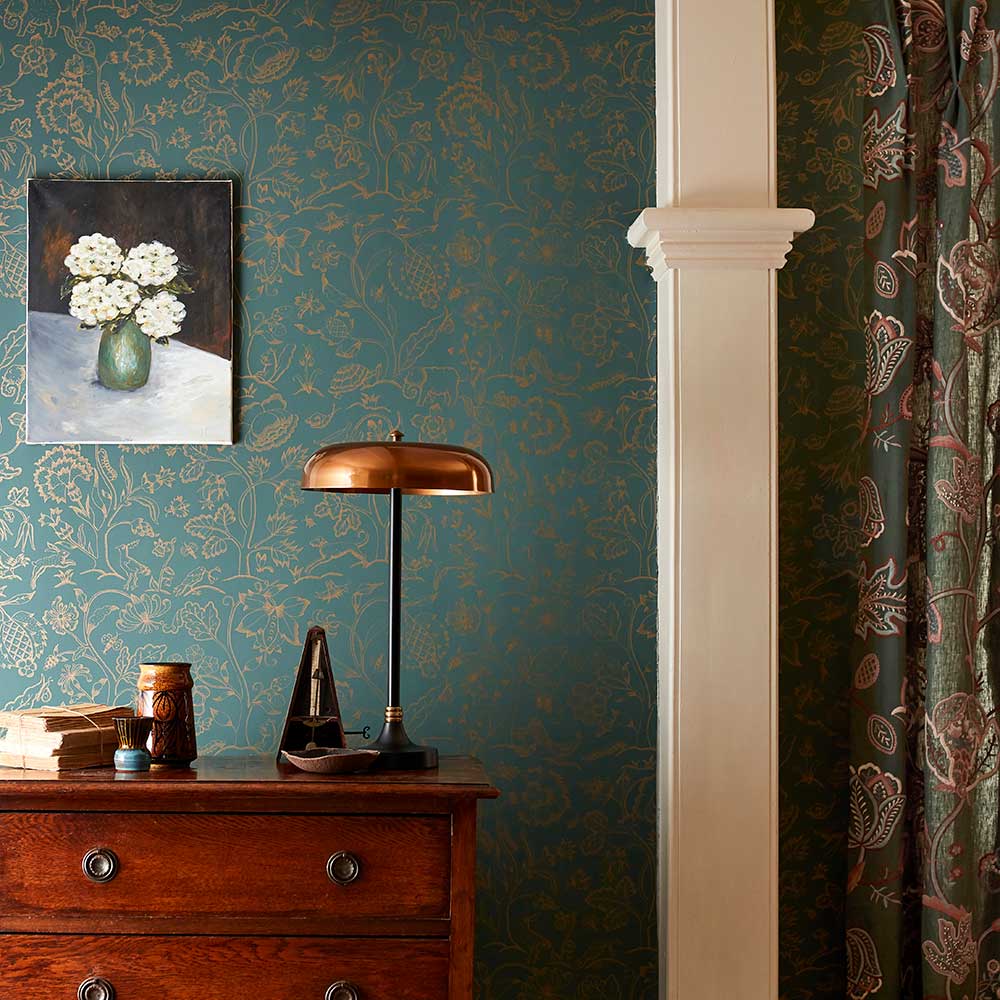 Middlemore Wallpaper - Moss Gold - by Morris