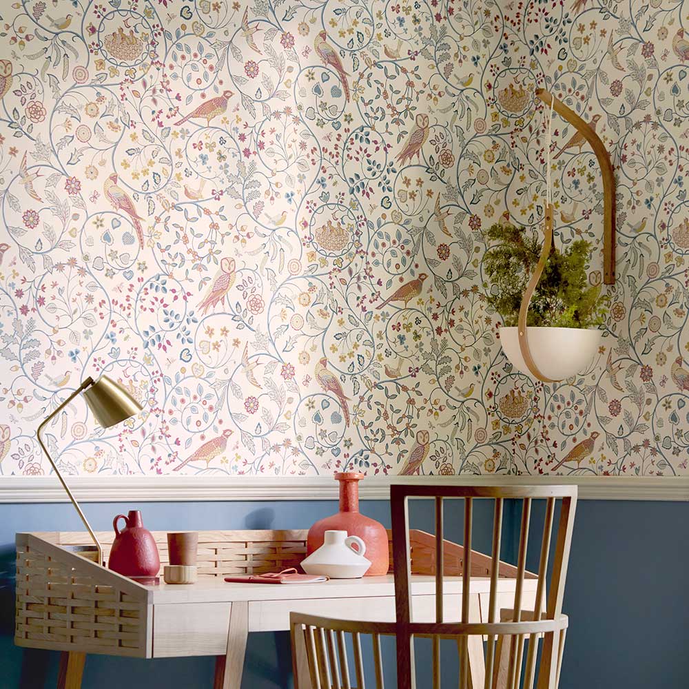 Newill Wallpaper - Indigo Saffron - by Morris