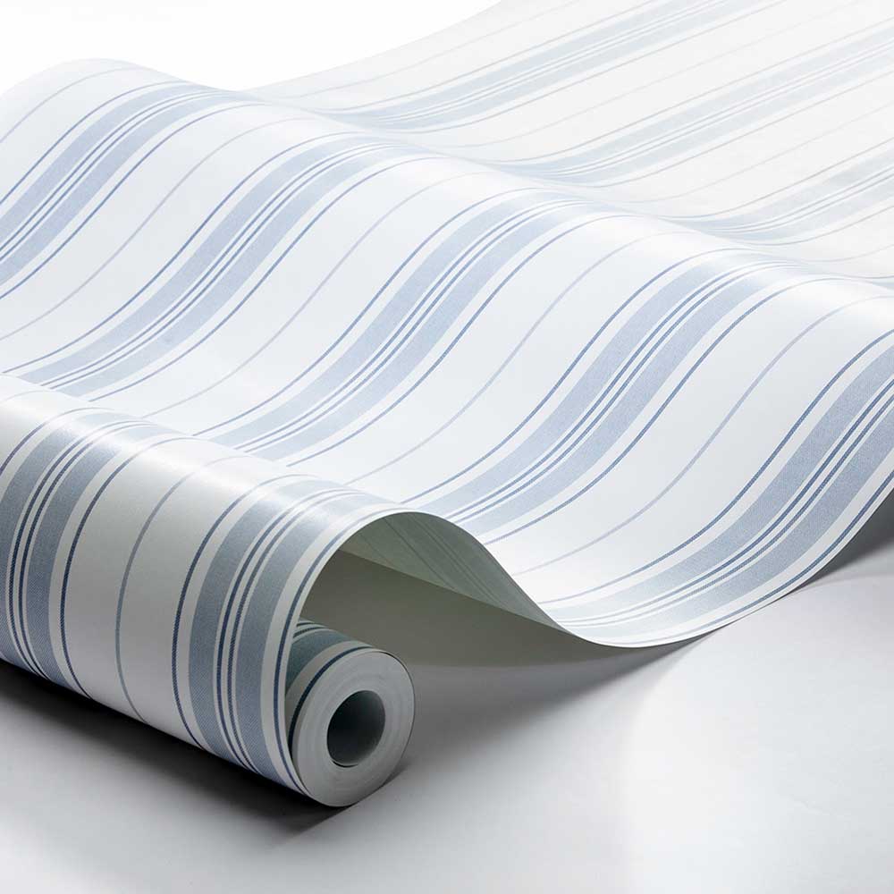 Hamnskar Stripe Wallpaper - Blue - by Boråstapeter