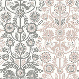 Lovebirds Wallpaper - Grey / Pink - by A Street Prints. Click for more details and a description.