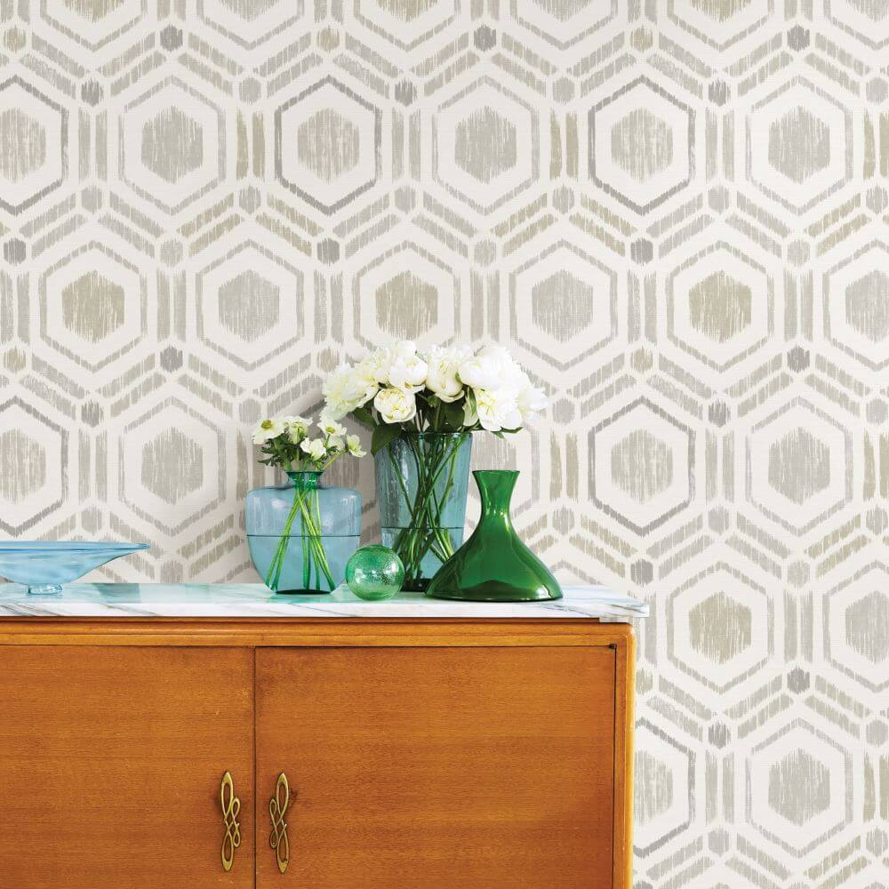 Borneo Wallpaper - Light Grey / Natural - by A Street Prints