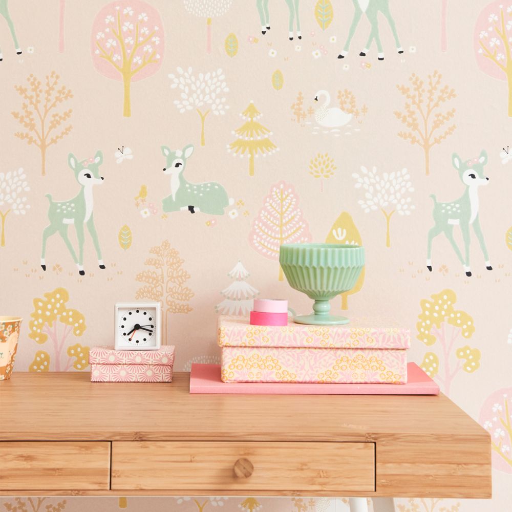 Golden Woods Wallpaper - Sweet Pink - by Majvillan