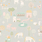 My Farm Wallpaper - Soft Grey - by Majvillan. Click for more details and a description.