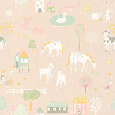 My Farm Wallpaper - Soft Pink - by Majvillan. Click for more details and a description.