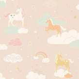 Rainbow Treasures Wallpaper - Lovely Pastel Pink - by Majvillan