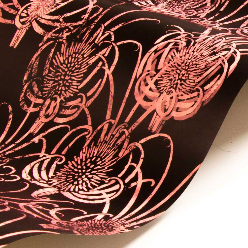 Les Centaurees Wallpaper - Pink/ Black - by Christian Lacroix