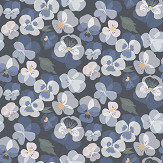 Pansy Wallpaper - Blue - by Lorna Syson. Click for more details and a description.