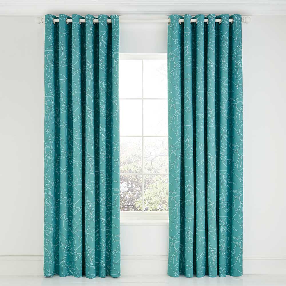 Baja Eyelet Curtains Ready Made Curtains - Teal - by Scion