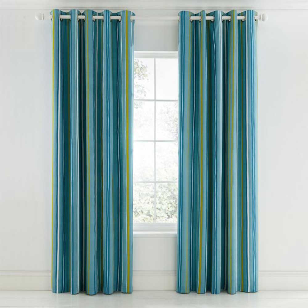 Mr Fox Eyelet Curtains Ready Made Curtains - Teal - by Scion