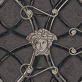 La Scala Del Palazzo Wallpaper - Charcoal with Black and Pewter - by Versace. Click for more details and a description.