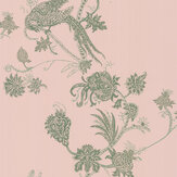 Vintage Bird Trail Wallpaper - Pink / Green - by Barneby Gates. Click for more details and a description.