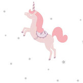 Princess Unicorns Wallpaper - Pale Pink and Silver - by Caselio. Click for more details and a description.
