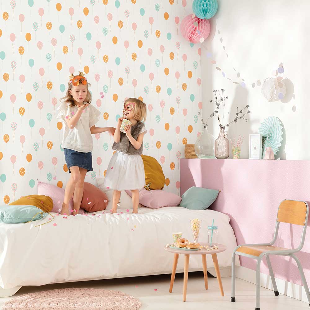 Party Time Wallpaper - Pink and Aqua - by Caselio