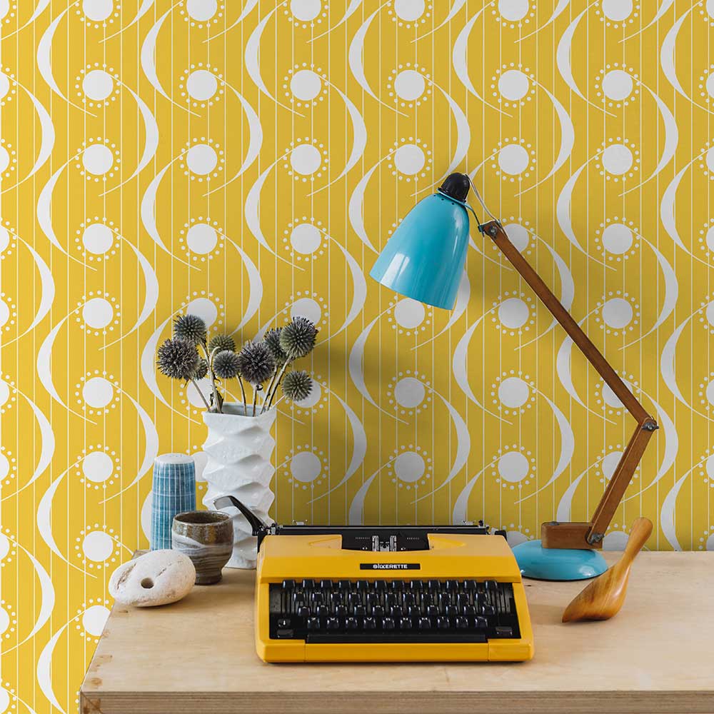 Dot Swish Wallpaper - Mustard - by Layla Faye