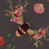 Bee Bloom Wallpaper - Charcoal - by Hattie Lloyd. Click for more details and a description.