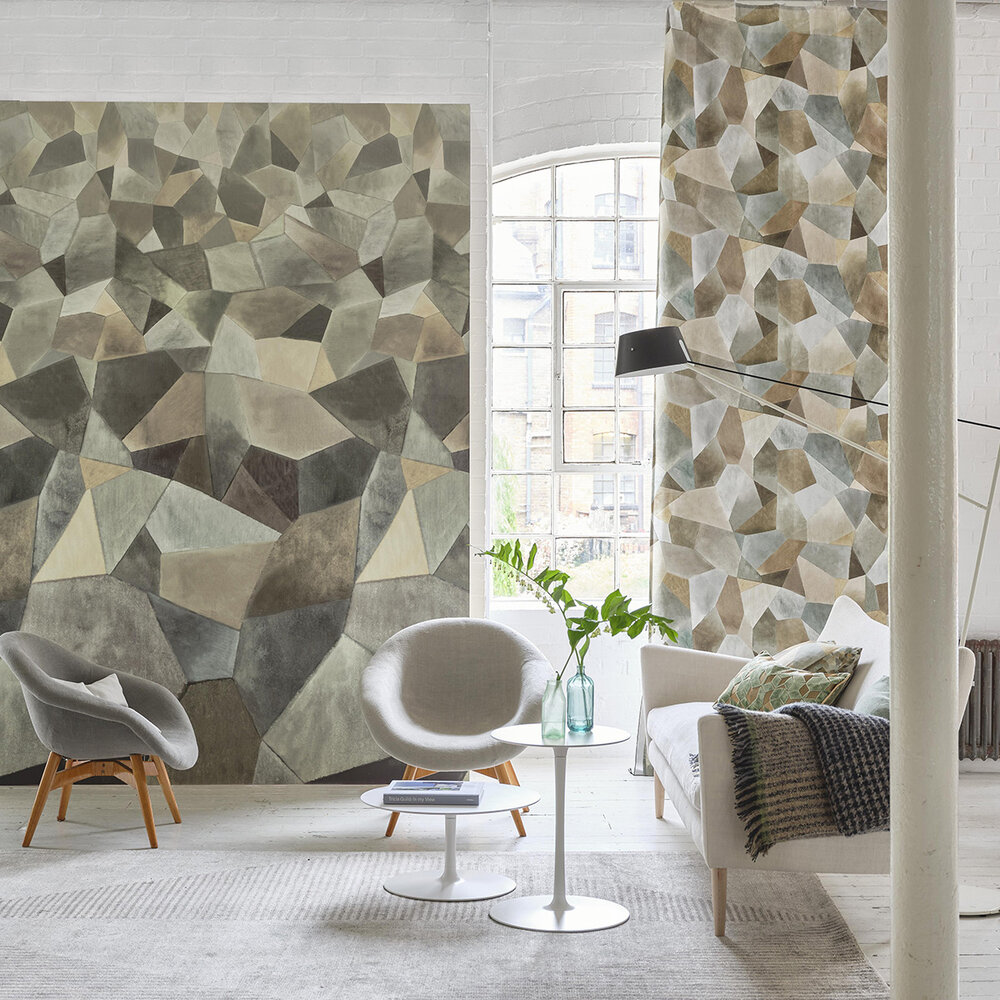 Geo Moderne Mural - Pewter - by Designers Guild