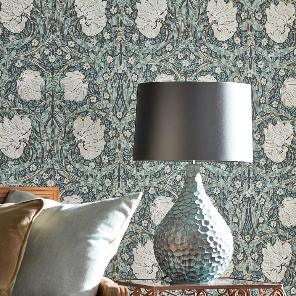 Pimpernel Wallpaper - Charcoal / Multi - by Morris