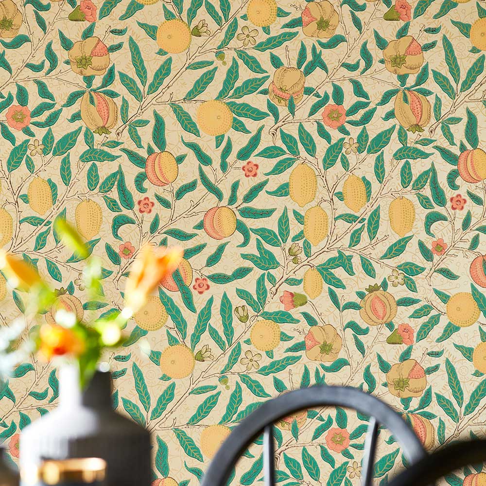 Fruit Wallpaper - Gold / Jade - by Morris