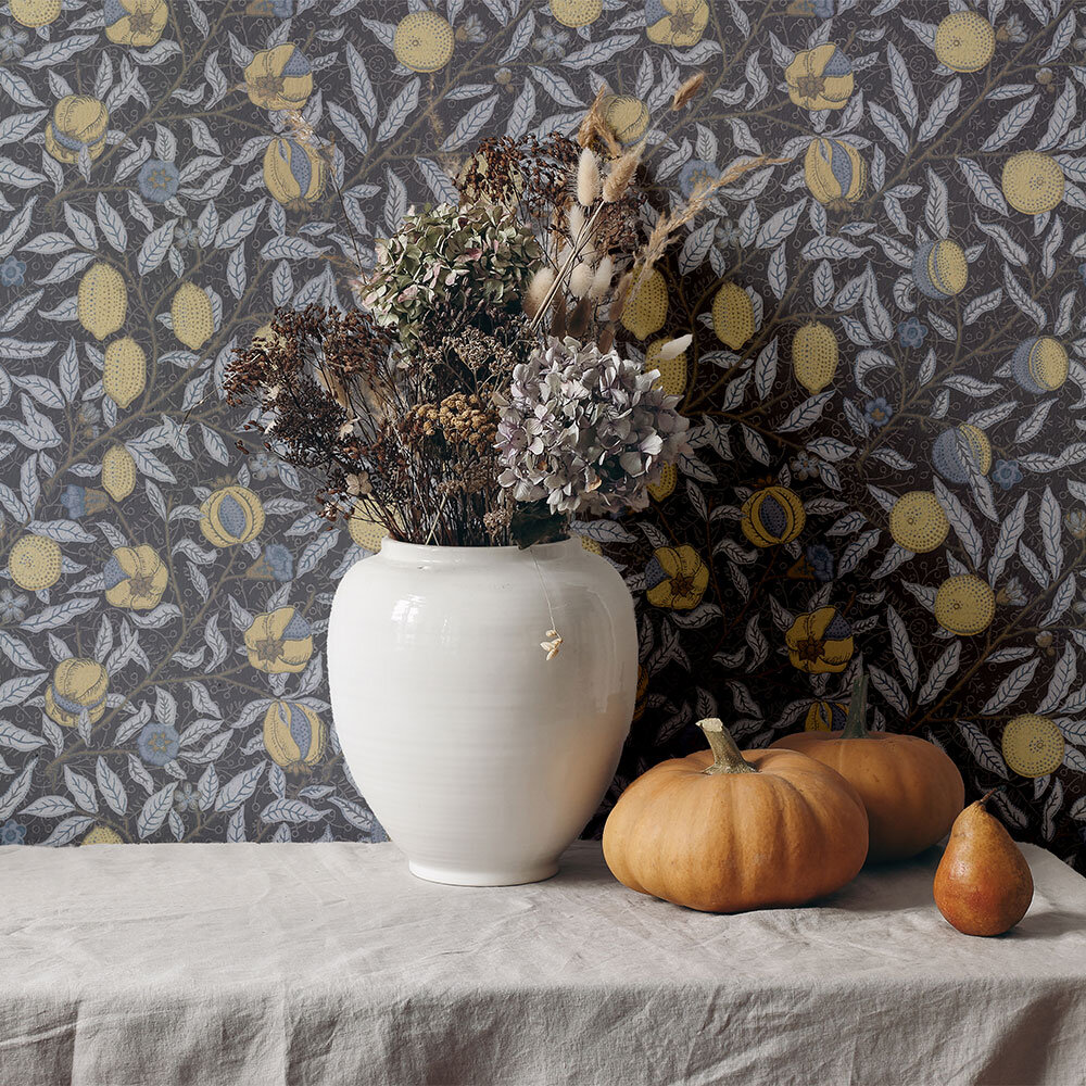 Fruit Wallpaper - Charcoal - by Morris